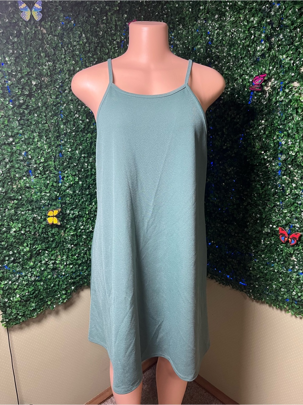 Wallflower Sage Green Slip Mini Dress